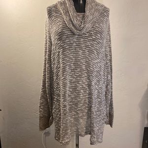 Woman’s pull over sweater cowl neck tan/white 2X verysoft 100% cotton new w/tags